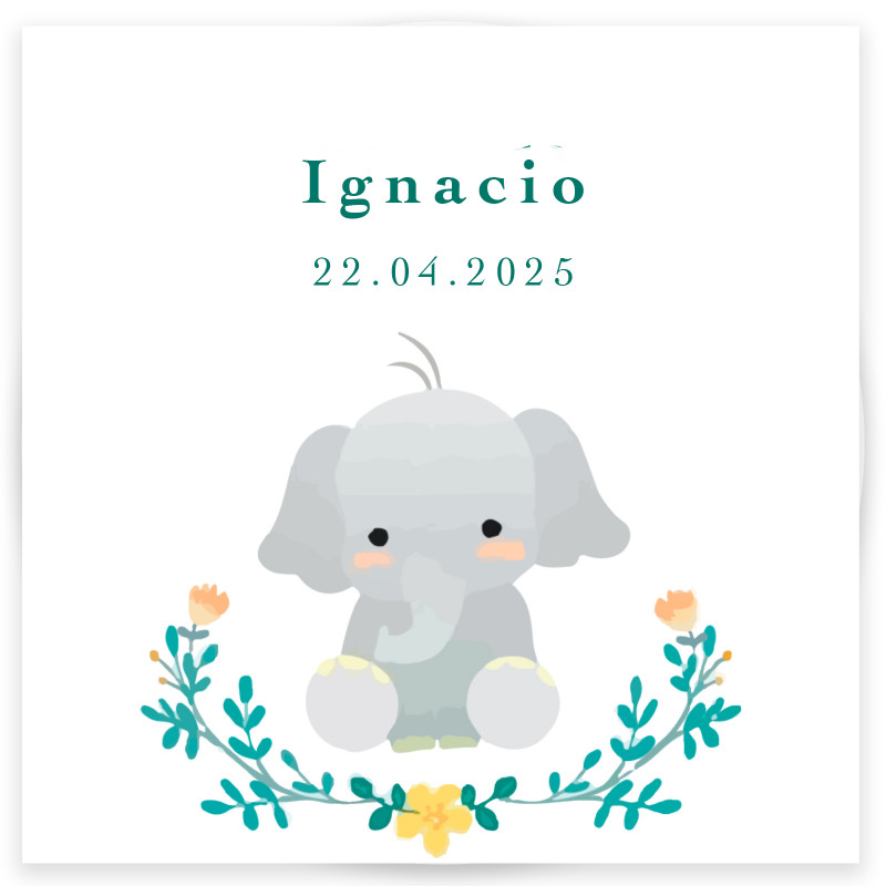 Adesivo 5x5cm design elefante personalizzabile