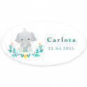 Adesivo ovale design elefante personalizzabile