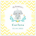 Carta 8x8cm design elefante personalizzabile per battesimi