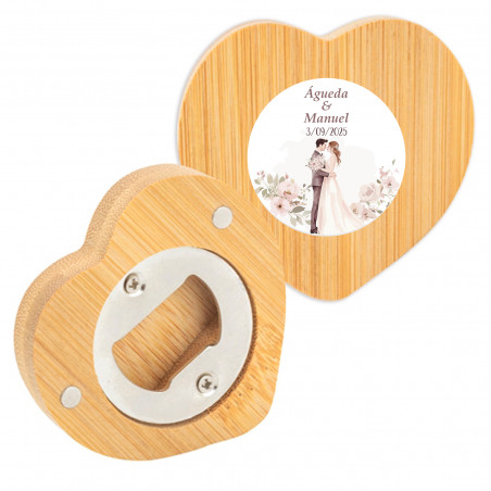 Apri bottiglie con magnete personalizzato con adesivo romantico per sposi da regalare