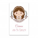 Adesivo di comunione personalizzato 3x5cm per bambina