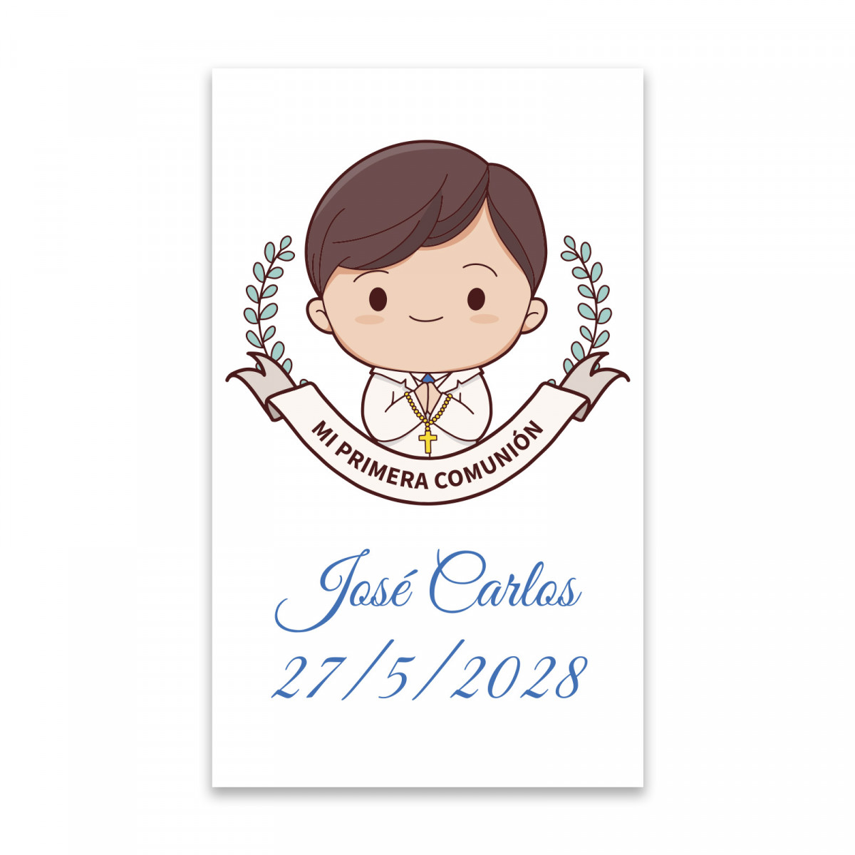 Adesivo di comunione personalizzato 3x5cm per bambino