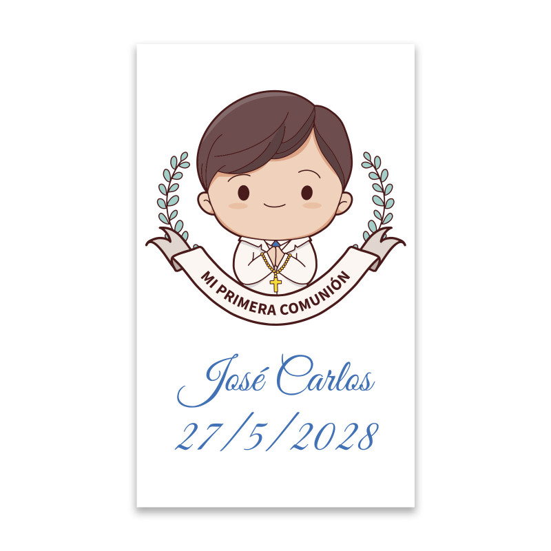 Adesivo di comunione personalizzato 3x5cm per bambino