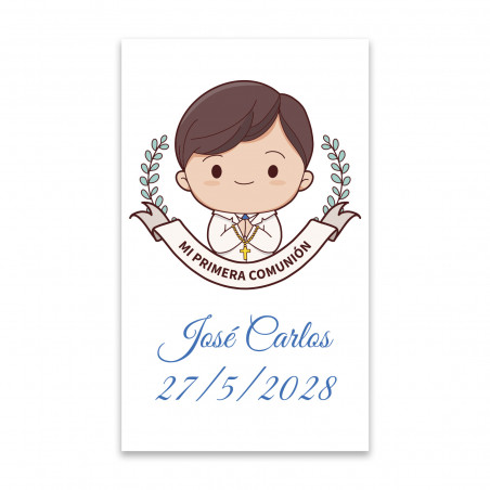 Adesivo di comunione personalizzato 3x5cm per bambino
