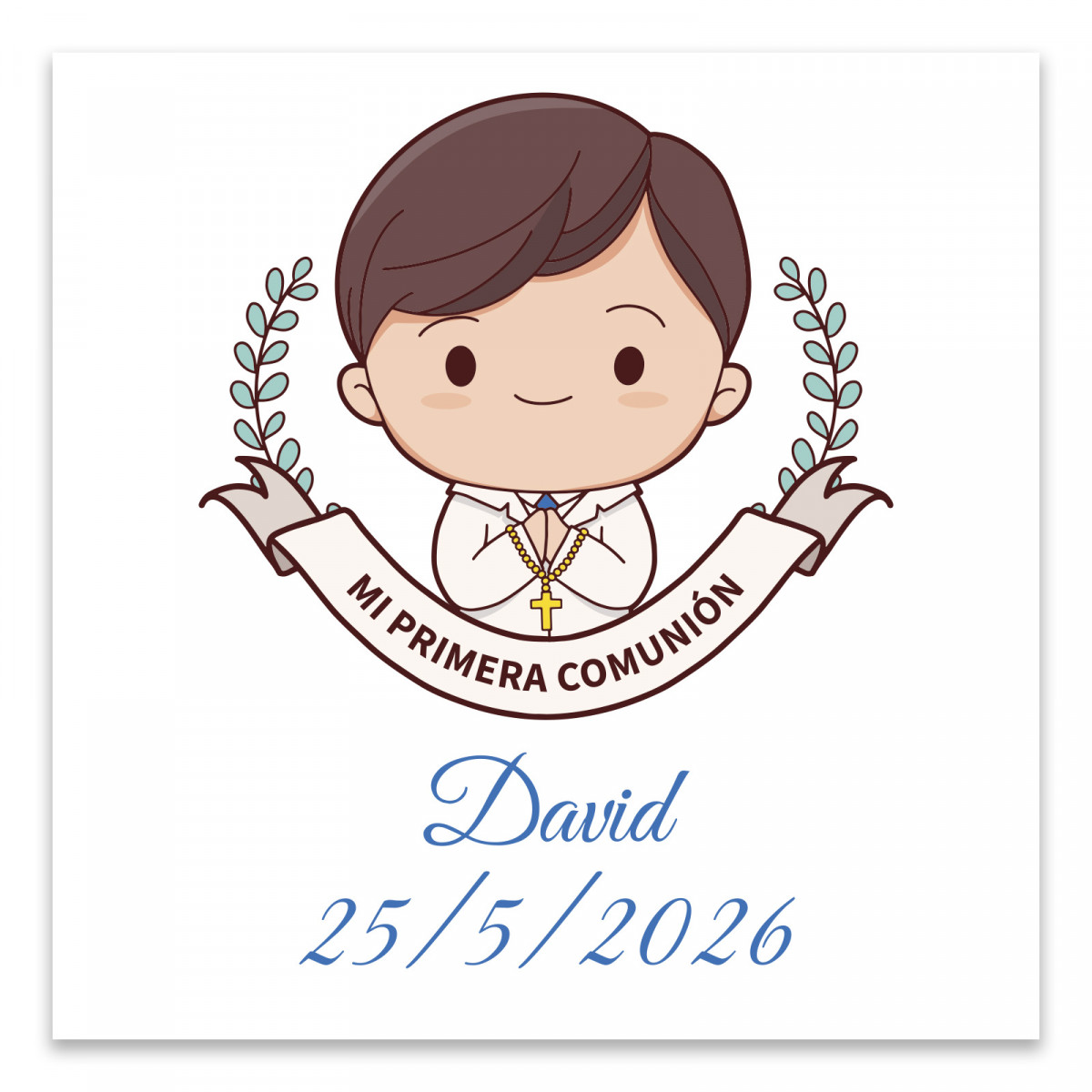 Carta di comunione personalizzata 8x8cm per bambino