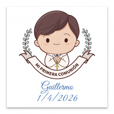 Adesivo per comunione personalizzato 5x5cm per bambino