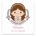 Adesivo di comunione 5x5cm personalizzato per bambina