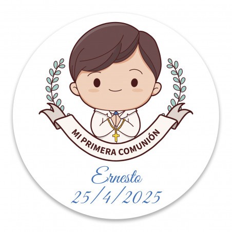 Adesivo di comunione personalizzato da 5 cm per bambino