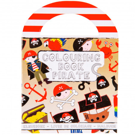 Libro pirata da colorare con pastelli colorati in borsa personalizzata per bambini