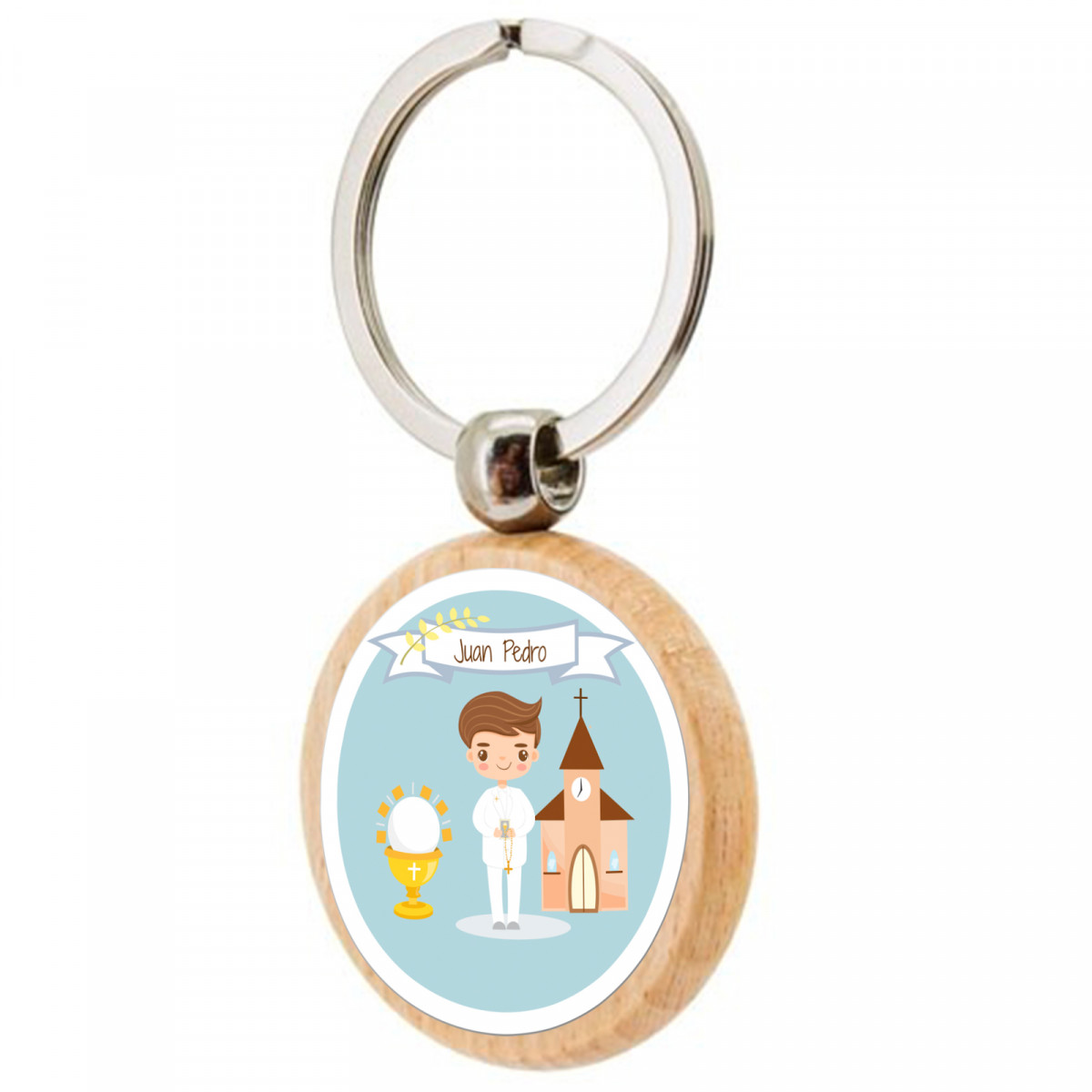 Portachiavi in legno prima comunione bambino personalizzabile per dettagli