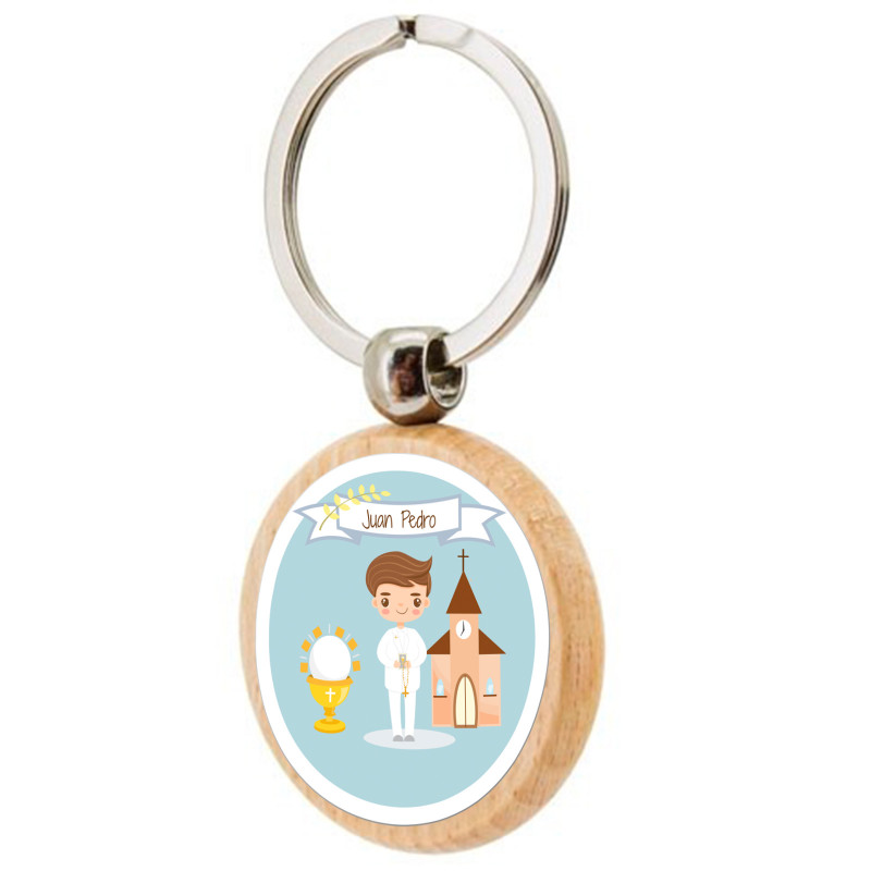 Portachiavi in legno prima comunione bambino personalizzabile per dettagli