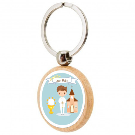 Portachiavi in legno prima comunione bambino personalizzabile per dettagli