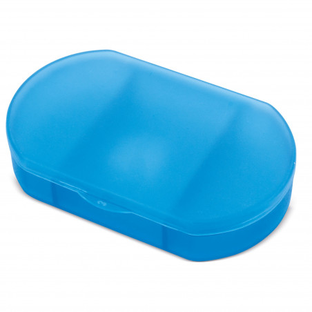 Pastillero blu trizone personalizzato con adesivo di bambino per comunione