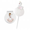 Libretto di comunione per bambina con penna a sfera a forma di cigno con pompon