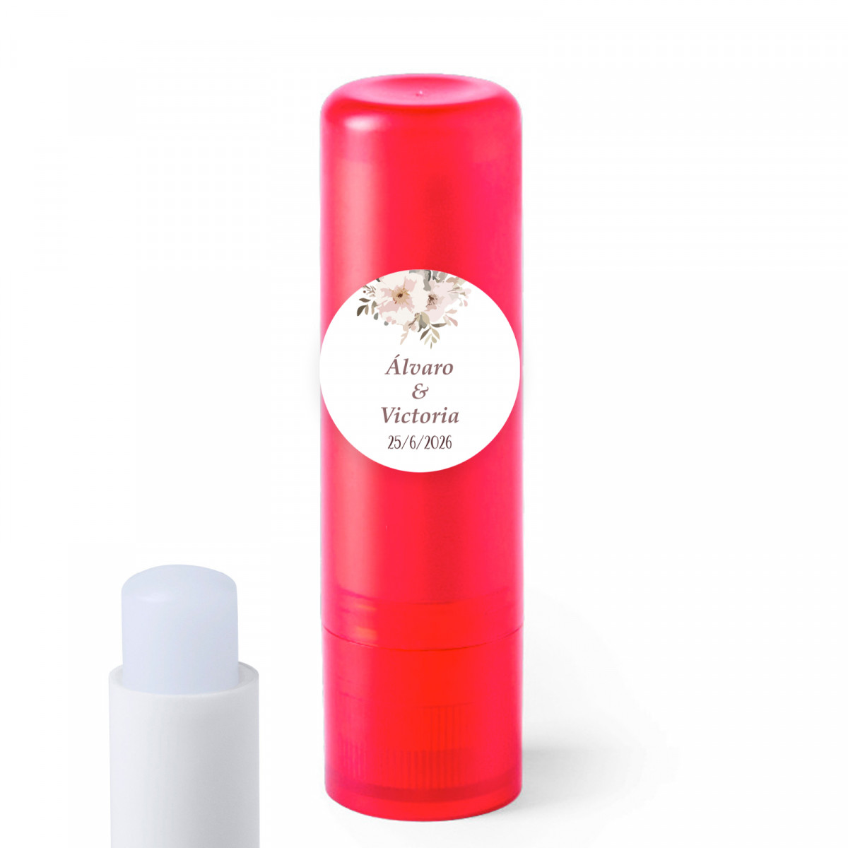 Balsamo labiale con adesivo personalizzato 2 cm floreale personalizzabile per dettagli