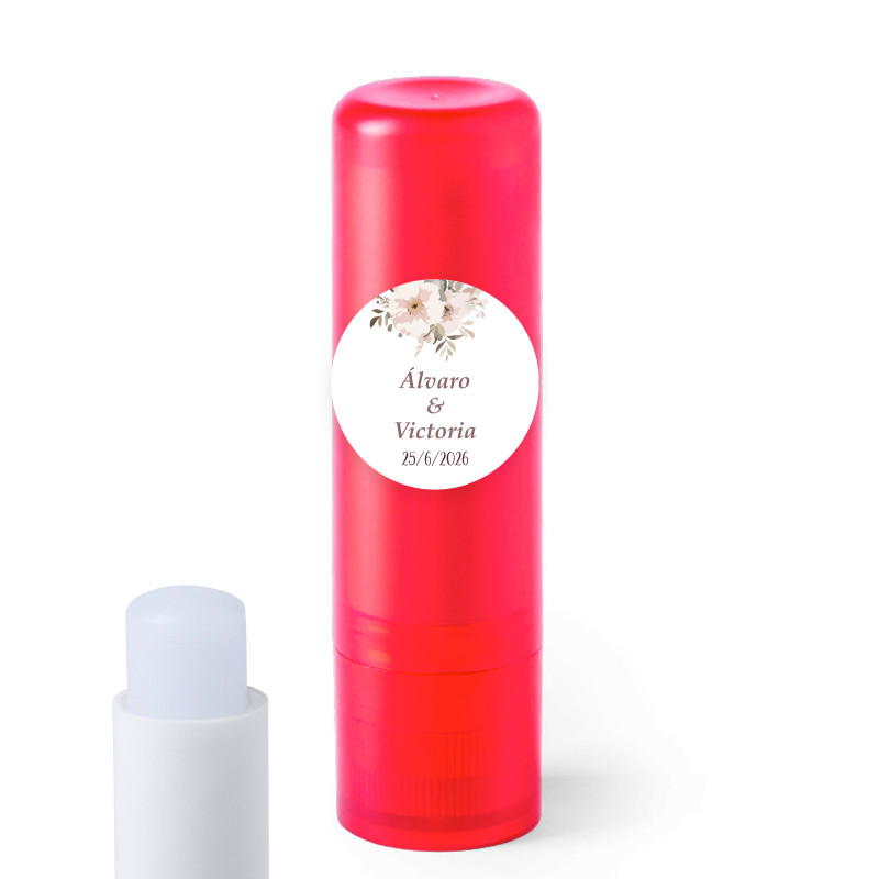 Balsamo labiale con adesivo personalizzato 2 cm floreale personalizzabile per dettagli