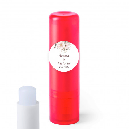 Balsamo labiale con adesivo personalizzato 2 cm floreale personalizzabile per dettagli