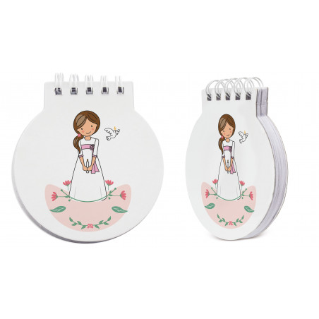 Quaderno per prima comunione bambina in busta kraft con adesivo personalizzato per dettagli