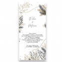 Invito carta verticale con design di fiori e foglie stampata su carta per matrimoni ed eventi