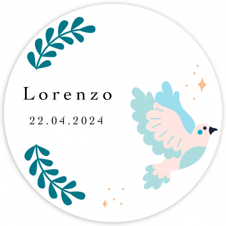 Adesivo rotondo 2cm colomba blu personalizzabile per dettagli