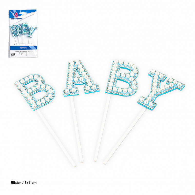 Topper di lettere baby azzurre