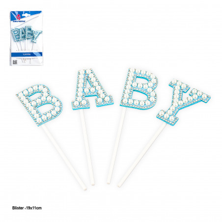 Topper di lettere baby azzurre