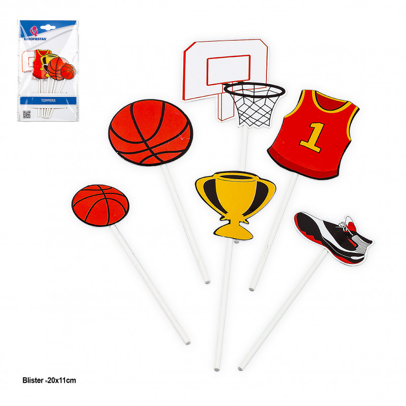 Toppers Decorativi di Basket Pack da 6 Pezzi per Feste e Pasticceria