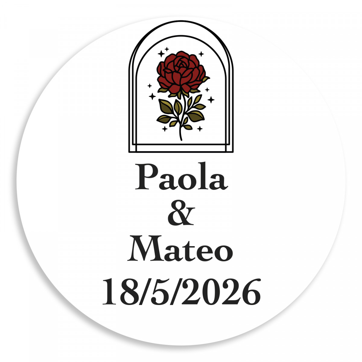 Adesivo personalizzabile 3cm rosa vintage per matrimoni ed eventi