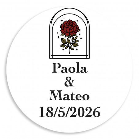 Adesivo personalizzabile 3cm rosa vintage per matrimoni ed eventi