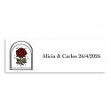 Adesivo personalizzabile 6x2cm rosa vintage per matrimoni