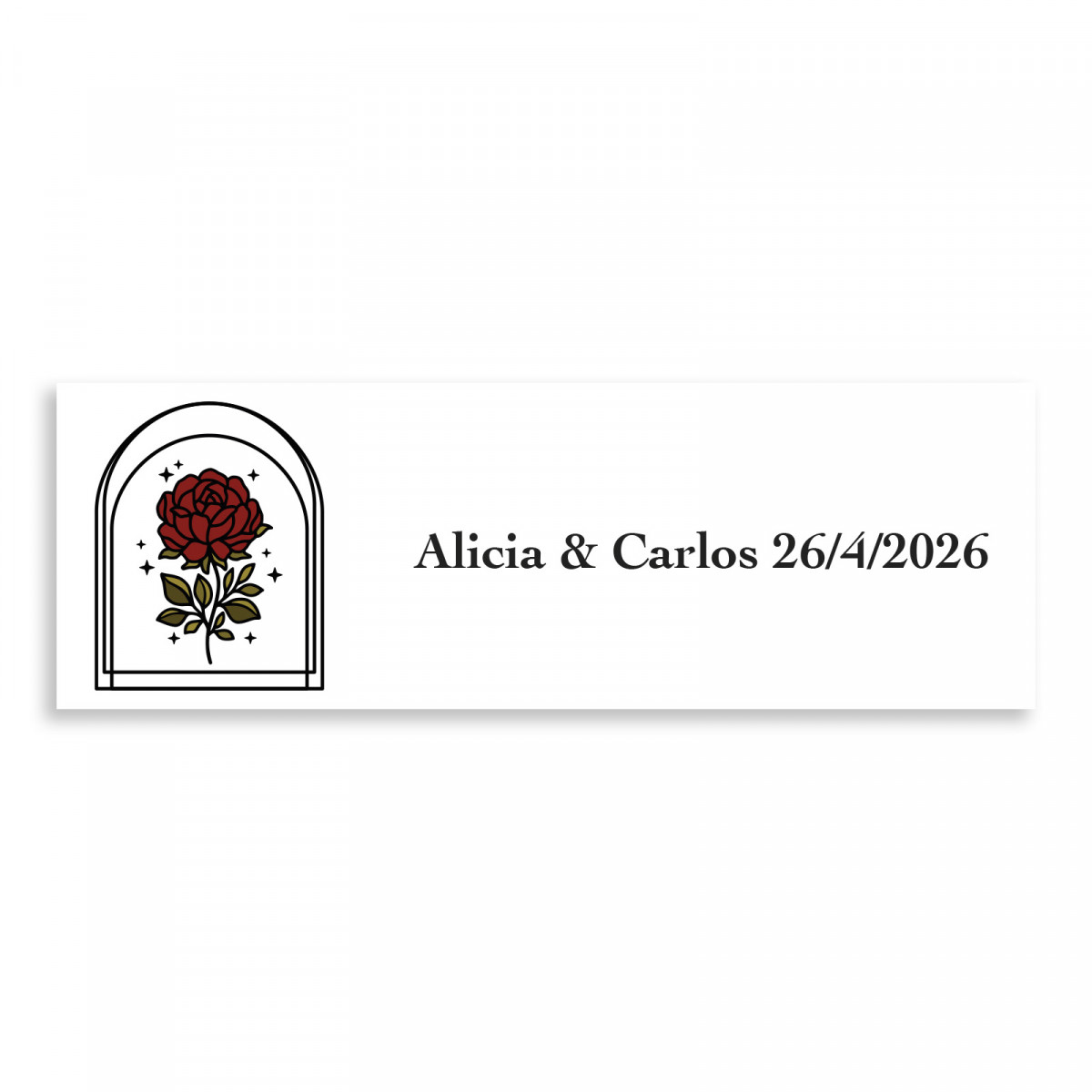 Adesivo personalizzabile 6x2cm rosa vintage per matrimoni