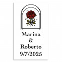 Adesivo personalizzabile 3x5cm rosa vintage per matrimoni