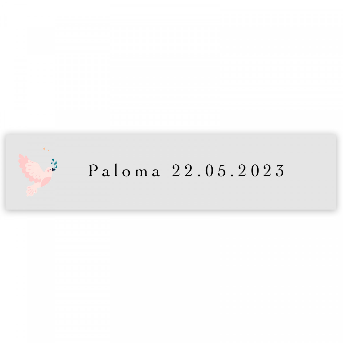 Adesivo trasparente 5x1cm personalizzabile colomba rosa