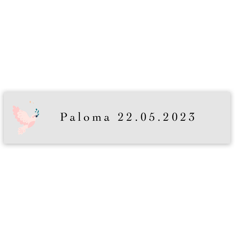 Adesivo trasparente 5x1cm personalizzabile colomba rosa