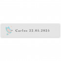 Adesivo trasparente 5x1cm colomba azzurra personalizzabile per dettagli