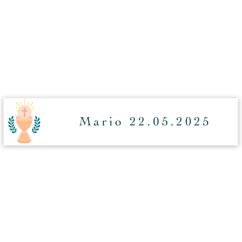 Adesivo 5x1cm design calice personalizzabile per prima comunione