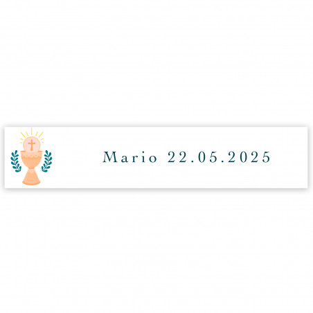 Adesivo 5x1cm design calice personalizzabile per prima comunione