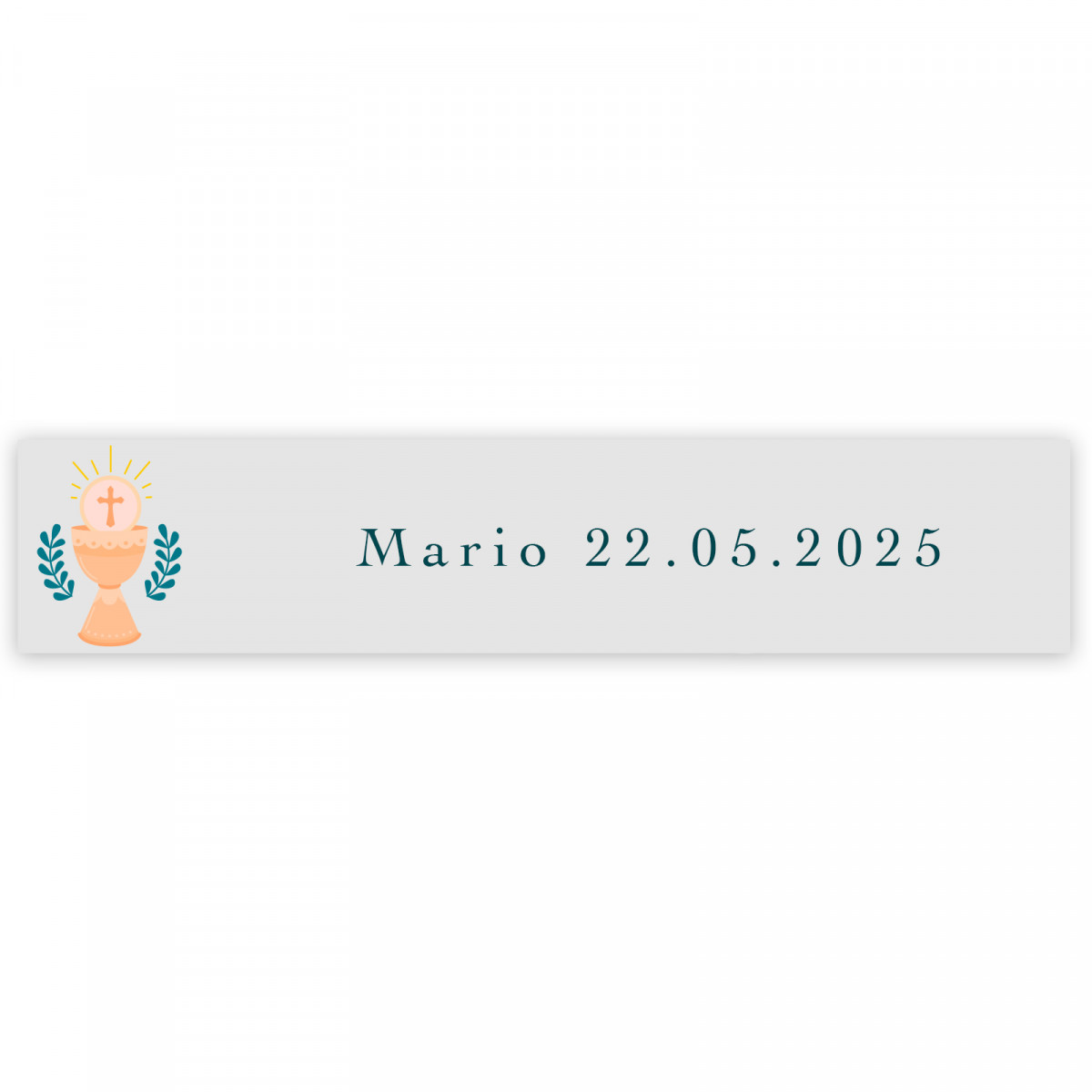 Adesivo trasparente 5x1cm design calice personalizzabile per prima comunione
