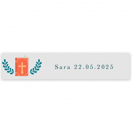 Adesivo trasparente 5x1cm design bibbia per prima comunione