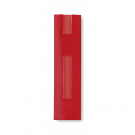 Penna multicolore con custodia in cartone rossa e adesivo personalizzato