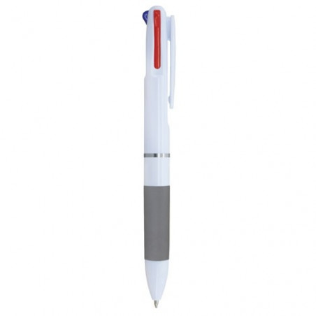 Penna multicolore con custodia in cartone rossa e adesivo personalizzato