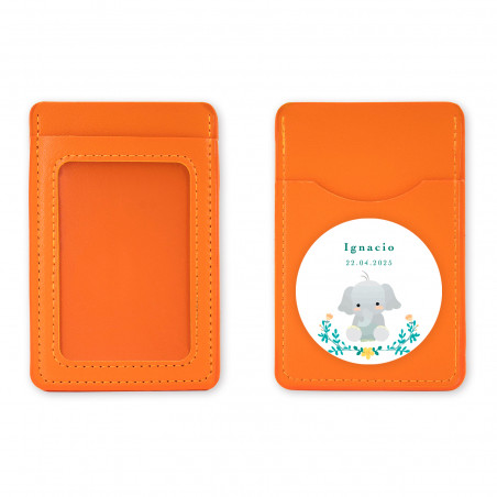 Porta carte portafoglio con adesivo elefante per dettagli battesimo