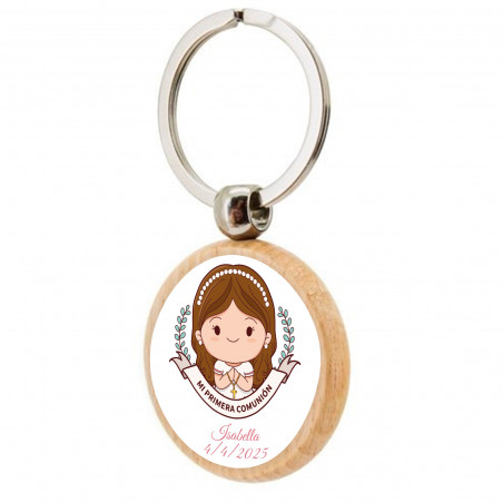 Portachiavi in legno prima comunione bambina personalizzabile per dettagli