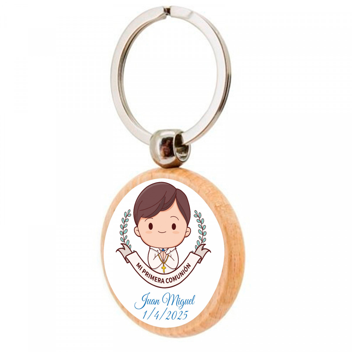 Portachiavi in legno prima comunione bambino personalizzabile per dettagli