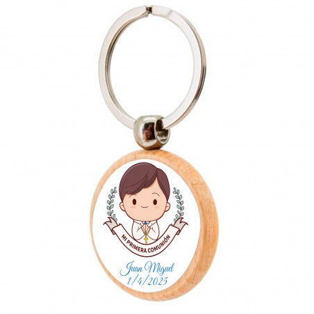 Portachiavi in legno prima comunione bambino personalizzabile per dettagli