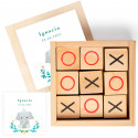 Tre in fila in scatola di legno con adesivo 5x5 cm design elefante per dettagli battesimo