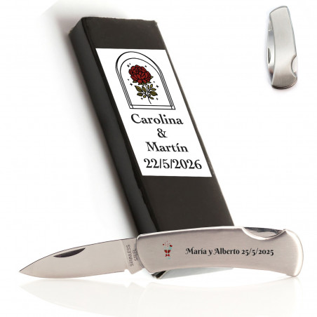 Coltello in acciaio inossidabile in scatola di cartone personalizzata per matrimonio