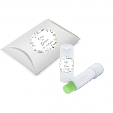 Balsamo labiale all'aloe vera personalizzato con scatola argentata per regalo