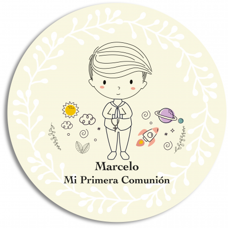 Quaderno con penna e adesivo "La mia Prima Comunione" bambino per dettagli