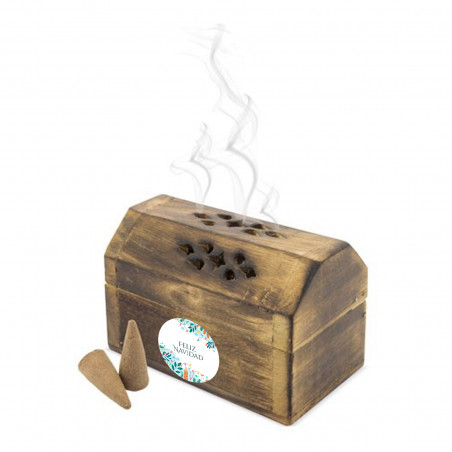Cofanetto di incenso con adesivo natalizio personalizzato